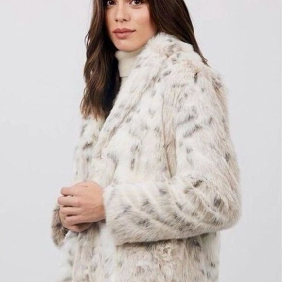 RAGA Anthropologie Snow Leopard Faux Fur Jacket - Women’s Size 1X - New - Picture 1 of 10